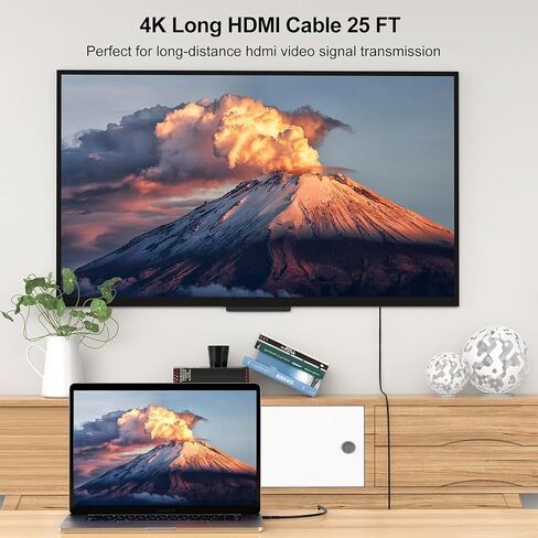 كابل HDMI بطول 15 قدم، 4K 15 قدم كابل HDMI إلى HDMI داخل الحائط CL3 مُصنف عالي السرعة HDMI 2.0 سلك (4K@60 هرتز، 2K 1440P، ثلاثي الأبعاد، HDCP2.2، ARC، إيثرنت) متوافق مع الشاشة، وجهاز العرض، HDTV، والكمبيوتر المحمول، الكمبيوتر in Kuwait
