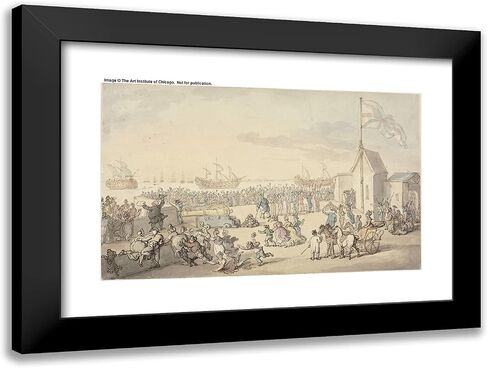 ArtDirect Thomas Rowlandson 24x18 Black Modern Framed Art Print Titled View of Prizes Taken by Lord Howe Coming in Portsmouth in Saudi Arabia