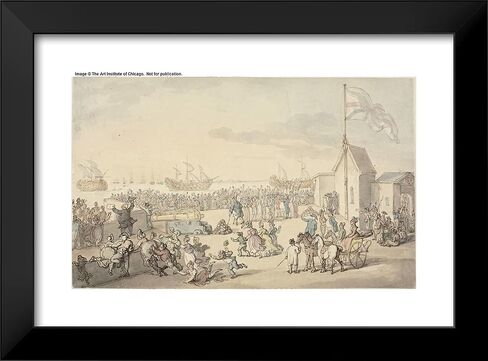 ArtDirect Thomas Rowlandson 24x18 Black Modern Framed Art Print Titled View of Prizes Taken by Lord Howe Coming in Portsmouth in Saudi Arabia