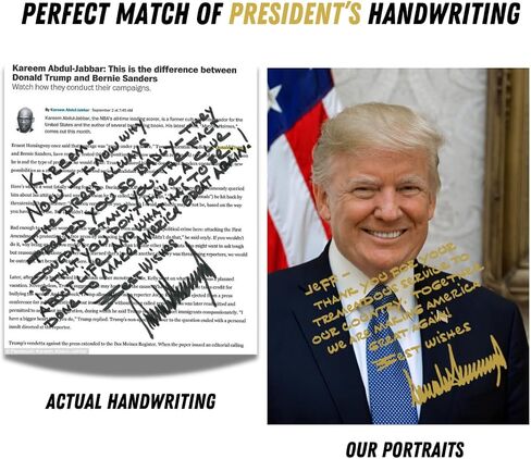 Presidential Gifts Donald Trump Personalized Portrait | Choose Any Message | 8x10 Photo Picture | Signed Custom Message in Saudi Arabia