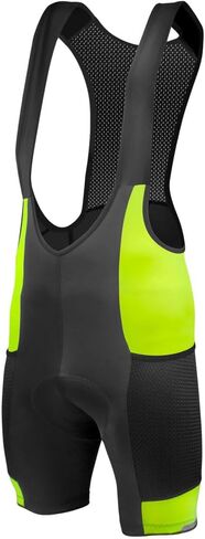 | Men's Gel Touring Padded Cycling Bib-Shorts | Large Mesh Storage Pockets | Made in USA in Saudi Arabia