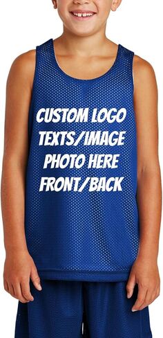 INK STITCH Unisex Youth Yst500 Custom Printing Logo Image Texts Mesh Reversible Tank Tops in Saudi Arabia