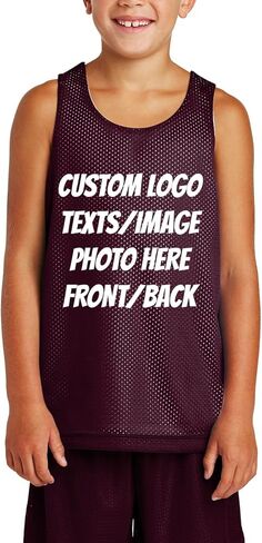 INK STITCH Unisex Youth Yst500 Custom Printing Logo Image Texts Mesh Reversible Tank Tops in Saudi Arabia