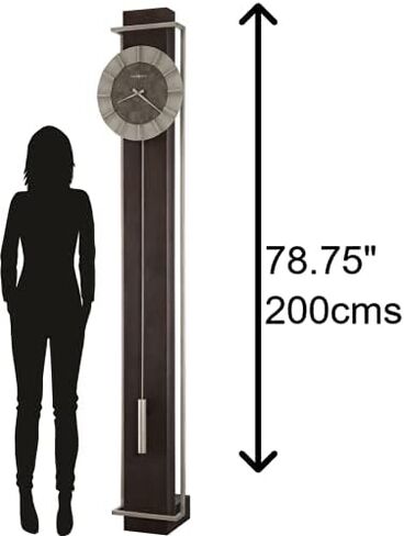 Howard Miller Oscar Floor Clock, Analog Display Silver Pendulum Grandfather Clocks with Silver Finished for Home Decor, Office & Living Room Quartz Movement in Saudi Arabia