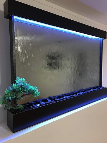 Waterfall XXL 52"x35" Wall Hanging Fountain, Black Frame, Silver Mirror, Color Lights, Remote Ctrl in Saudi Arabia