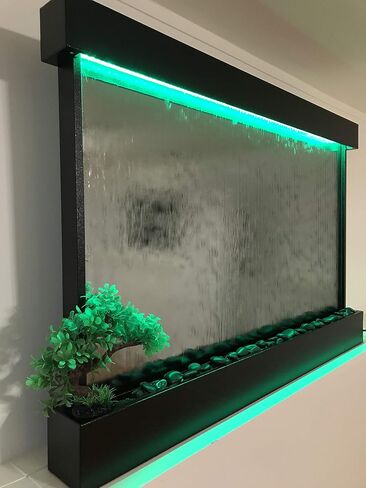 Waterfall XXL 52"x35" Wall Hanging Fountain, Black Frame, Silver Mirror, Color Lights, Remote Ctrl in Saudi Arabia
