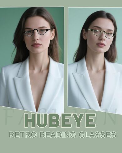 Hubeye 3 Pairs Plastic Retro Half Moon Frame Reading Glasses Lightweight Spring Hinge Women and Men Reader +2.0 in Kuwait