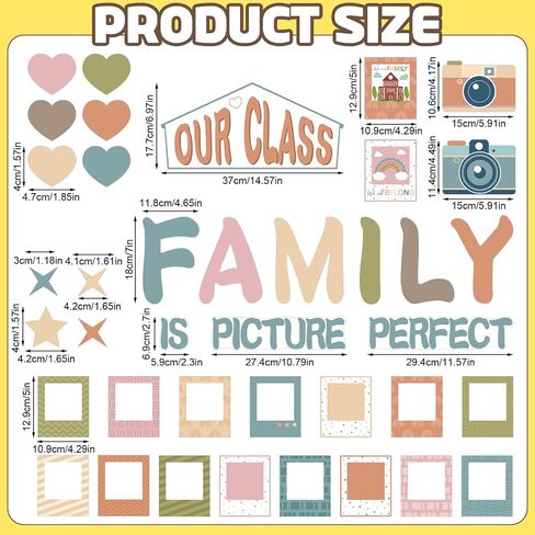 Boho Classroom Bulletin Board Decor Set of 56, Classroom Door Decor, Our Class is a Family Picture Bulletin Board Decoration, Back to School Decorations Teacher Must Haves (Boho) in Saudi Arabia