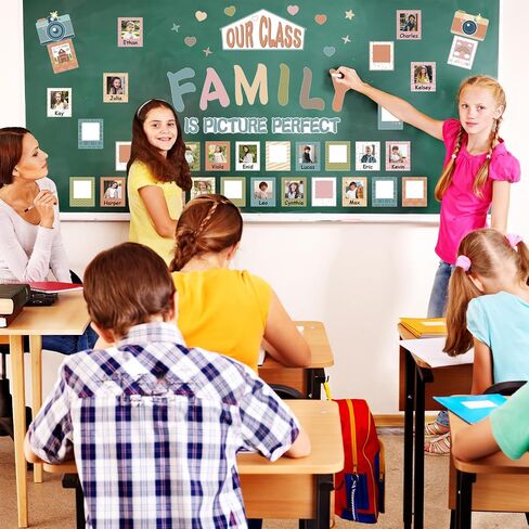 Boho Classroom Bulletin Board Decor Set of 56, Classroom Door Decor, Our Class is a Family Picture Bulletin Board Decoration, Back to School Decorations Teacher Must Haves (Boho) in Saudi Arabia