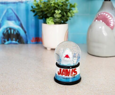 Silver Buffalo Jaws Light-Up Mini Snow Globe With Swirling Glitter Display Piece | 3 Inches in Saudi Arabia