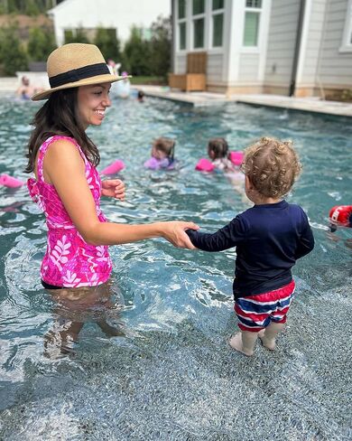 Sarah Wells Hands Free Pumping and Nursing Swim in Kuwait