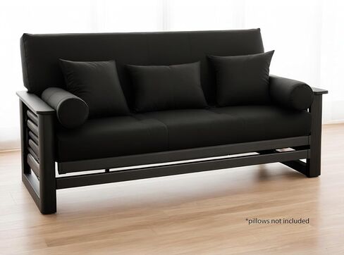 National Allergy 100 ٪ Cotton Sheippered Futon Cover بالحجم الكامل - غطاء مرتبة فوتون سوداء قابلة للغسل مع سحرة ، سرير أريكة متين بدون سلاح (54 × 75) in Kuwait