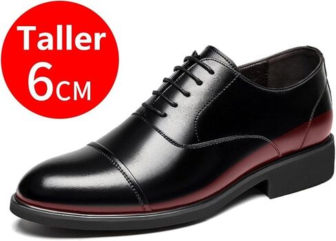 Dress Formal Shoes for Men Lace Up Height Increasing Elevator 2.4 Inches Cap Toe Faux Leather Low Top Slip Resistant Anti-Slip Wedding in Saudi Arabia