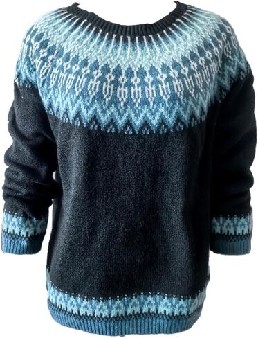 Sweater for Women Knitted Long Sleeve Sweater Tops Fair Isle Print Ugly Christmas Pullover Retro Crewneck Sweaters in Saudi Arabia