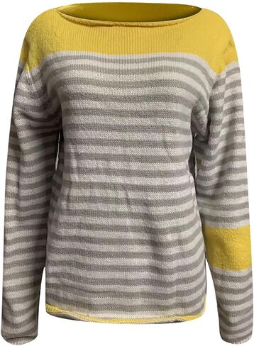 Sweater for Women Knitted Long Sleeve Sweater Tops Fair Isle Print Ugly Christmas Pullover Retro Crewneck Sweaters in Saudi Arabia