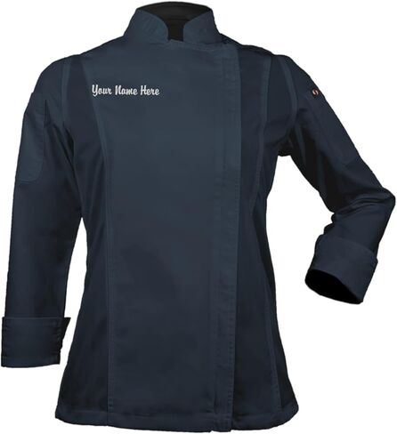 Personalized Women's Long Sleeve Embroidered Zipper Chef Coat in Kuwait