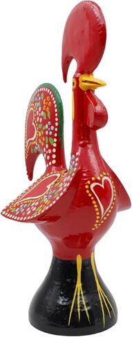 11.25" Traditional Hand-Painted Portuguese Good Luck Rooster Galo Barcelos Metal Figurine - Made in Portugal, Symbol of Good Luck & Prosperity - Collectible Souvenir (Black) in Saudi Arabia