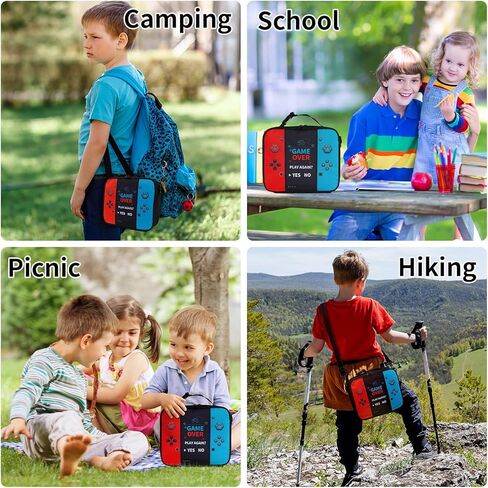 GAME CONSOLE BAG LINGHT LONCERA FOR TEEN BOY KID GAMER BOX BOX BENTO قابلة لإعادة الاستخدام السعة الكبيرة المحمولة مقاومة للماء مع علامة الاسم إلى SCHOOL Office Picnic (حقيبة غداء 1PCS) in Kuwait