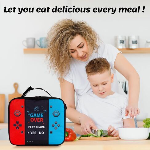 GAME CONSOLE BAG LINGHT LONCERA FOR TEEN BOY KID GAMER BOX BOX BENTO قابلة لإعادة الاستخدام السعة الكبيرة المحمولة مقاومة للماء مع علامة الاسم إلى SCHOOL Office Picnic (حقيبة غداء 1PCS) in Kuwait