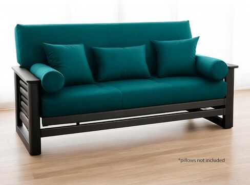 National Allergy 100 ٪ Cotton Sheippered Futon Cover بالحجم الكامل - غطاء مرتبة فوتون سوداء قابلة للغسل مع سحرة ، سرير أريكة متين بدون سلاح (54 × 75) in Kuwait