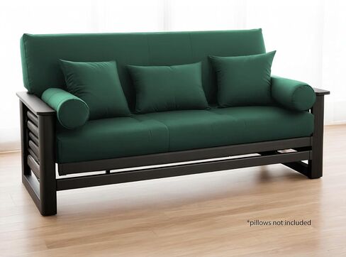 National Allergy 100 ٪ Cotton Sheippered Futon Cover بالحجم الكامل - غطاء مرتبة فوتون سوداء قابلة للغسل مع سحرة ، سرير أريكة متين بدون سلاح (54 × 75) in Kuwait