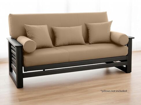 National Allergy 100 ٪ Cotton Sheippered Futon Cover بالحجم الكامل - غطاء مرتبة فوتون سوداء قابلة للغسل مع سحرة ، سرير أريكة متين بدون سلاح (54 × 75) in Kuwait