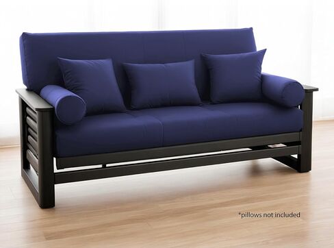National Allergy 100 ٪ Cotton Sheippered Futon Cover بالحجم الكامل - غطاء مرتبة فوتون سوداء قابلة للغسل مع سحرة ، سرير أريكة متين بدون سلاح (54 × 75) in Kuwait
