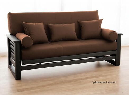 National Allergy 100 ٪ Cotton Sheippered Futon Cover بالحجم الكامل - غطاء مرتبة فوتون سوداء قابلة للغسل مع سحرة ، سرير أريكة متين بدون سلاح (54 × 75) in Kuwait