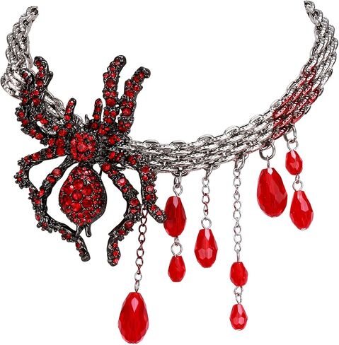 EVER FAITH Antique-Gold-Tone Austrian Crystal Vintage Inspired Halloween Spider Pendant Necklace in Saudi Arabia