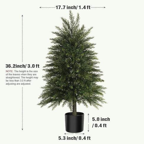 4FT Artificial Cedar Trees Set of 2, Realistic Faux Evergreen Topiary Bushes Plants, Outdoor Potted Fake Cypress Shrubs for Front Porch Garden Home Living Room Decor in Saudi Arabia