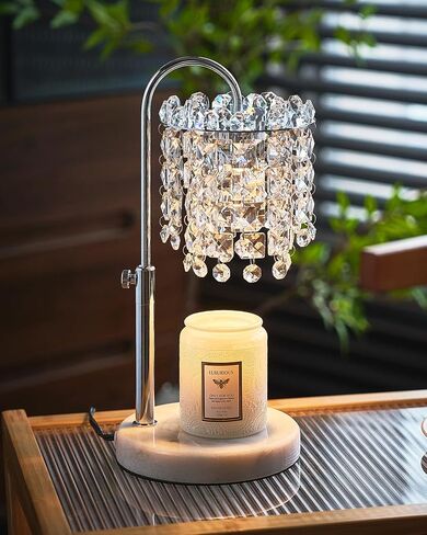 Candle Warmer Lamp with Timer Dimmer Adjustable Height Candle Warmer with Marble Base for Jar Candles, Crystal Candle Lamp with 3 Bulbs for New Home Decor, Women Mom Christmas Birthday Gifts, Silver in Saudi Arabia