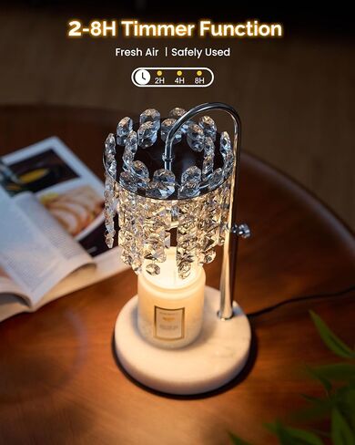 Candle Warmer Lamp with Timer Dimmer Adjustable Height Candle Warmer with Marble Base for Jar Candles, Crystal Candle Lamp with 3 Bulbs for New Home Decor, Women Mom Christmas Birthday Gifts, Silver in Saudi Arabia
