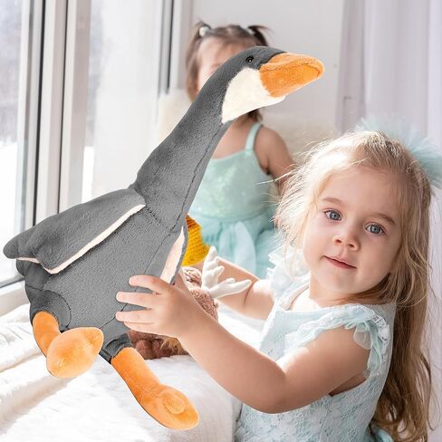 Goose Stuffed Animal - Soft Big Goose Plush Toy, Cute Swan Stuffed Animal Goose Plush, Goose Sleeping Hugging Pillow Gifts for Kids Birthday Decor(Dark Gray-23.6INCH) in Saudi Arabia