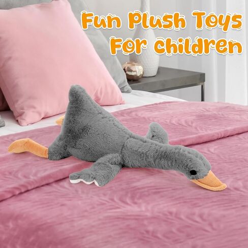 Goose Stuffed Animal - Soft Big Goose Plush Toy, Cute Swan Stuffed Animal Goose Plush, Goose Sleeping Hugging Pillow Gifts for Kids Birthday Decor(Dark Gray-23.6INCH) in Saudi Arabia