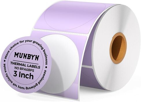 MUNBYN 3 Inch Brown Thermal Labels, Round Thermal Labels, Multi-Purpose Thermal Stickers, Circle Thermal Label Stickers for Small Business, 500 Labels/1 Roll in Saudi Arabia