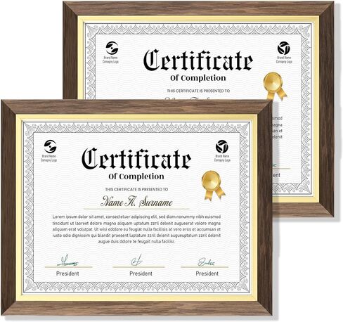 Certificate Frames 8.5 X 11 With Clear Plexiglass, Diploma Frame Document Frame For Wall Display And Tabletop, College Degree Frame, Graduation Picture Frame Brown With Gold Trim, 2 Packs in Kuwait