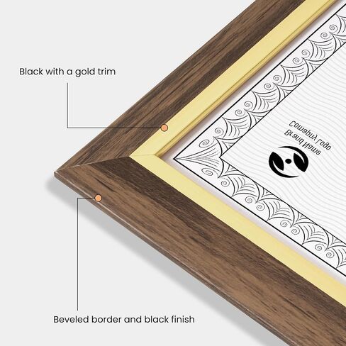 Certificate Frames 8.5 X 11 With Clear Plexiglass, Diploma Frame Document Frame For Wall Display And Tabletop, College Degree Frame, Graduation Picture Frame Brown With Gold Trim, 2 Packs in Kuwait