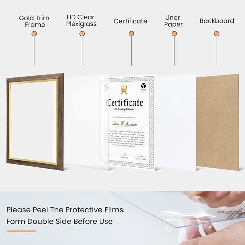 Certificate Frames 8.5 X 11 With Clear Plexiglass, Diploma Frame Document Frame For Wall Display And Tabletop, College Degree Frame, Graduation Picture Frame Brown With Gold Trim, 2 Packs in Kuwait