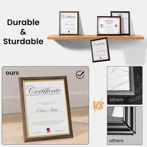 Certificate Frames 8.5 X 11 With Clear Plexiglass, Diploma Frame Document Frame For Wall Display And Tabletop, College Degree Frame, Graduation Picture Frame Brown With Gold Trim, 2 Packs in Kuwait