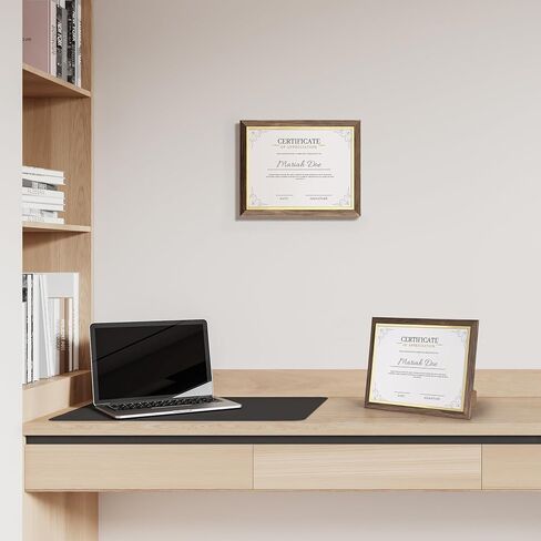 Certificate Frames 8.5 X 11 With Clear Plexiglass, Diploma Frame Document Frame For Wall Display And Tabletop, College Degree Frame, Graduation Picture Frame Brown With Gold Trim, 2 Packs in Kuwait