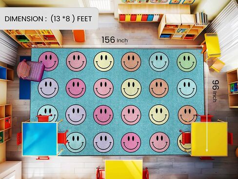 OLEEK Large Classroom Rug Elementary 8x10 - Classroom Rugs for Kids Room - Classroom Carpet Elementary - Kids playroom Rug 8 x 10 - Preschool Rugs for Classroom - Schoolgirl Style Classroom Decor in Kuwait