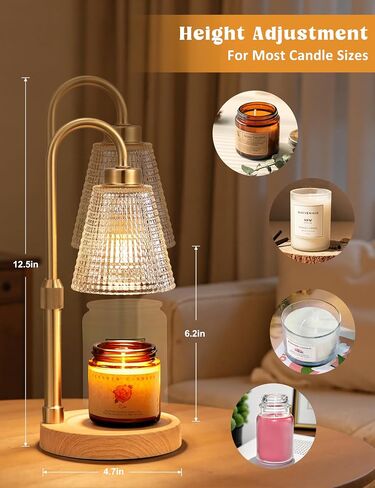 Innqoo Candle Warmer Lamp with Timer, Dimmable Candle Warmer for Jar Candles, Height Adjustable Wax Melts Warmer, Birthday Gifts for Women Mom, House Warming Gifts New Home Decor in Saudi Arabia