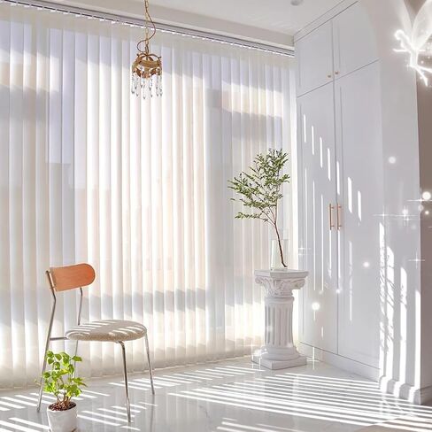 Cordless Vertical Window Blinds Shades for Home, Good for Big Windows, Sliding Glass Doors, Room Divider, Filter The Light into Room by Turn The Slat, White in Saudi Arabia