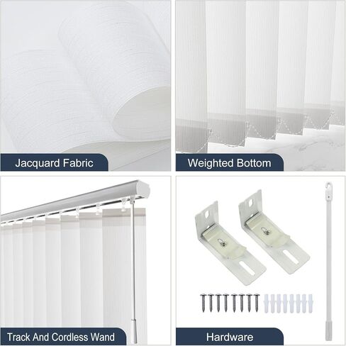 Cordless Vertical Window Blinds Shades for Home, Good for Big Windows, Sliding Glass Doors, Room Divider, Filter The Light into Room by Turn The Slat, White in Saudi Arabia