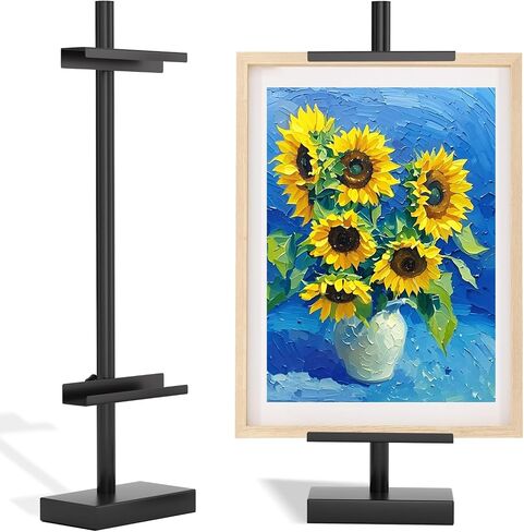 Adjustable Tabletop Easel Stand, Picture Easels for Display Up to 29" H, Metal Picture Frame Holder Stand Table for Art, Photo (Black) in Saudi Arabia