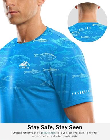 Men's UPF 50+ Sun Protection Dry Fit Workout T-Shirts Rash Guard Swim Shirts Moisture Wicking Tee for Athletic, Beach, Hiking in Saudi Arabia