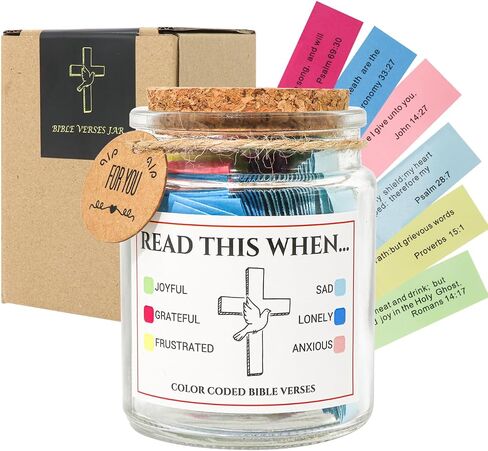 Bible Verse Jar,Inspirational Prayer & Reflection,Scripture Cards & Prayer Jar，Christian Gifts For Women，Men,Best Friend, Teacher,Husband, Coworker Gift, Meaningful Present From Work Bestie, Family in Saudi Arabia
