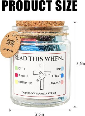 Bible Verse Jar,Inspirational Prayer & Reflection,Scripture Cards & Prayer Jar，Christian Gifts For Women，Men,Best Friend, Teacher,Husband, Coworker Gift, Meaningful Present From Work Bestie, Family in Saudi Arabia