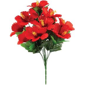 OakRidge Hibiscus Bush – Artificial Indoor/Outdoor Home and Garden Décor – Pink, Measures 18" High in Kuwait