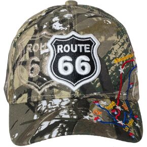 قبعة سائق الشاحنة Artisan Owl US Route 66 - طريق الولايات المتحدة السريع 66 الطريق الرئيسي للشارع الأم - قبعة Rt 66 مطرزة (أسود) in Kuwait